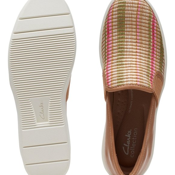 Clarks Light Tan Combi Layton Petal Leather Sneaker - Women 8.5 - Picture 5 of 9